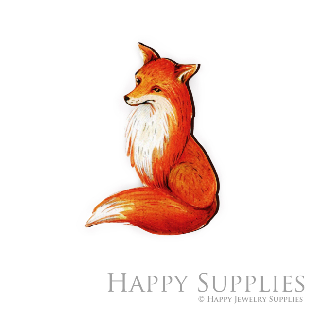 Handmade Jewelry Making Supplies Beads Cut Wooden Charm Fox For DIY Necklace Earring Brooch (CW074-B)