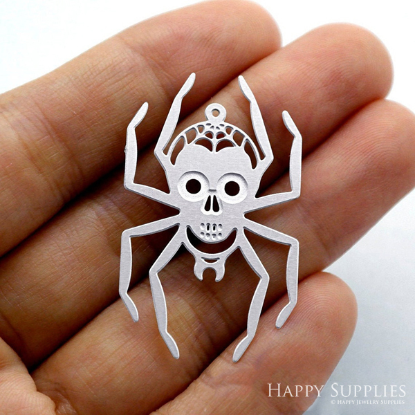 Corroded Stainless Steel Jewelry Charms,Spider Corroded Stainless Steel Earring Charms, Corroded Stainless Steel Silver Jewelry Pendants, Corroded Stainless Steel Silver Jewelry Findings, Corroded Stainless Steel Pendants Jewelry Wholesale (SSB346)