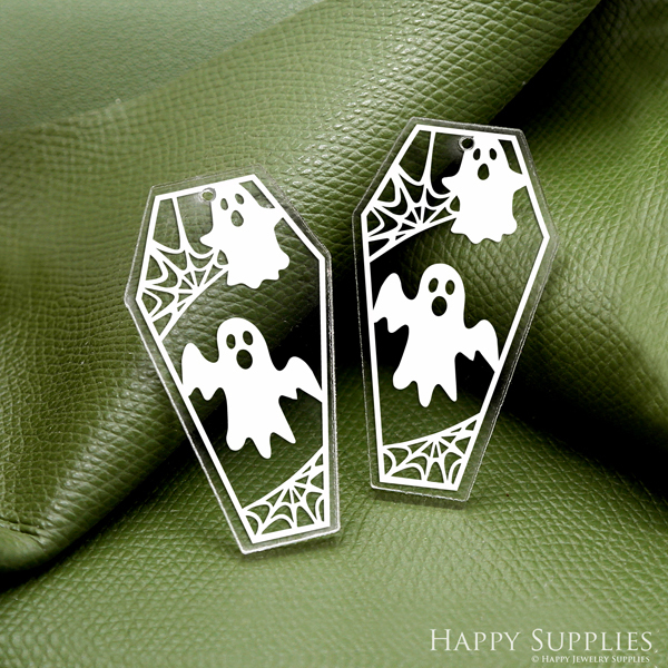 Halloween Acrylic Pendant Making Jewelry Findings Bead Laser Cut Ghost Charms For DIY Necklace Earrings (AHK144)