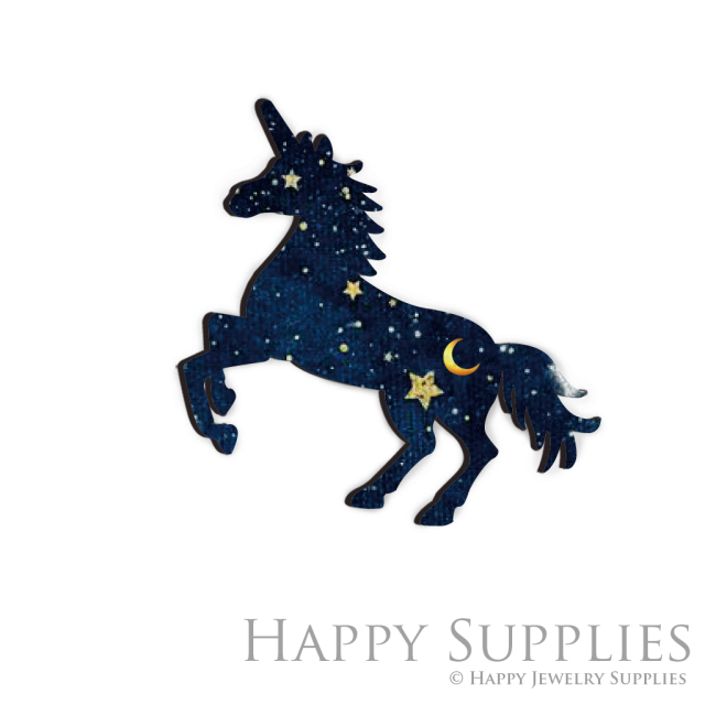 Handmade Jewelry Making Supplies Beads Cut Wooden Charm Unicorn DIY Necklace Earring Brooch (CW209)