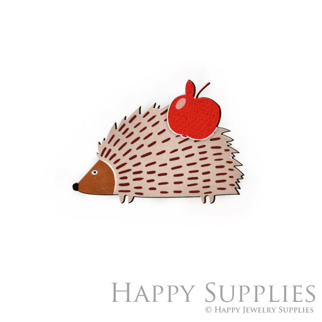 Handmade Jewelry Making Supplies Beads Cut Wooden Charm Hedgehog DIY Necklace Earring Brooch (CW030-F)