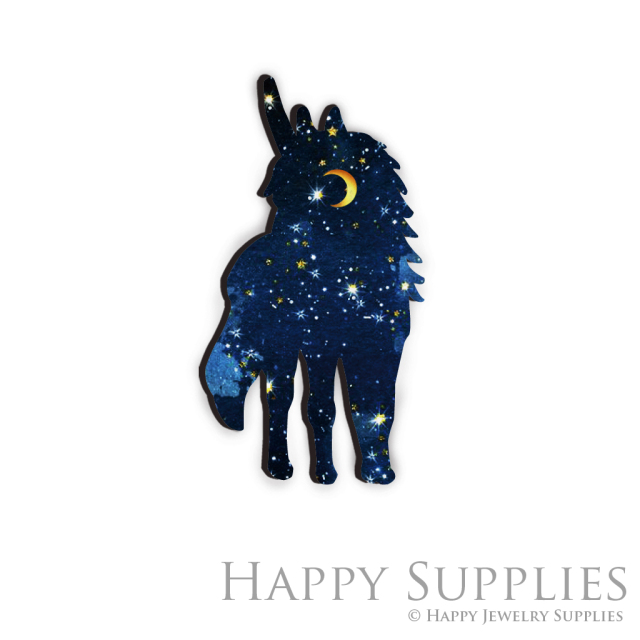 Handmade Jewelry Making Supplies Beads Cut Wooden Charm Unicorn DIY Necklace Earring Brooch (CW210)
