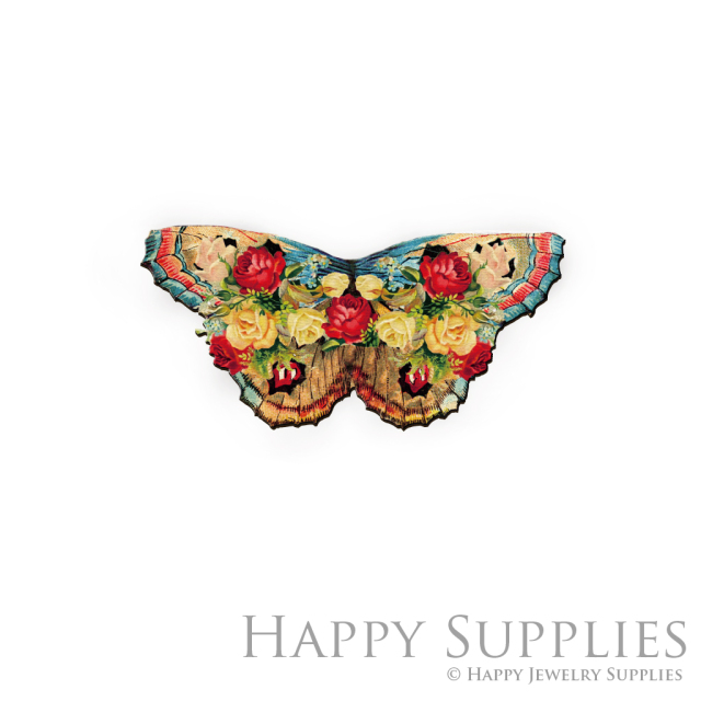 Handmade Jewelry Making Supplies Beads Cut Wooden Charm Butterfly DIY Necklace Earring Brooch (CW028-C)