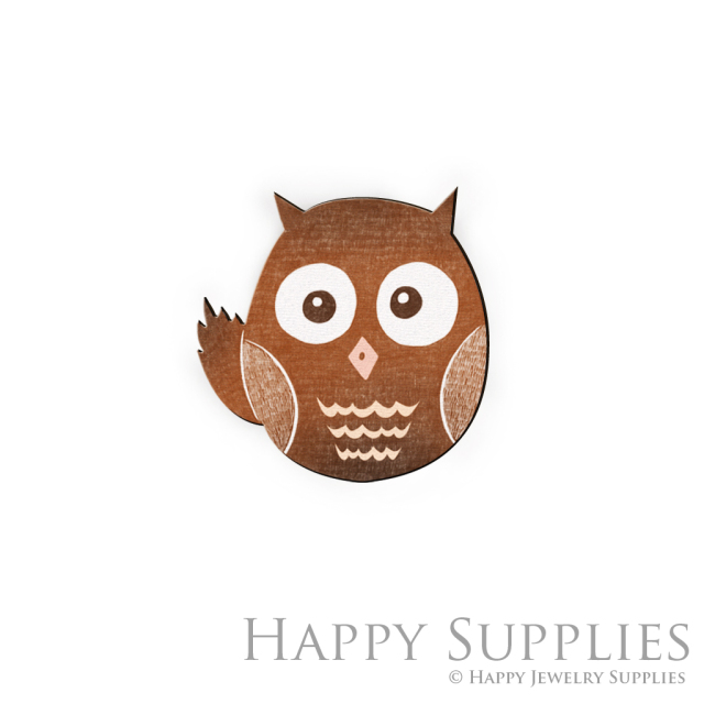 Handmade Jewelry Making Supplies Beads Cut Wooden Charm Owl DIY Necklace Earring Brooch (CW030-E)