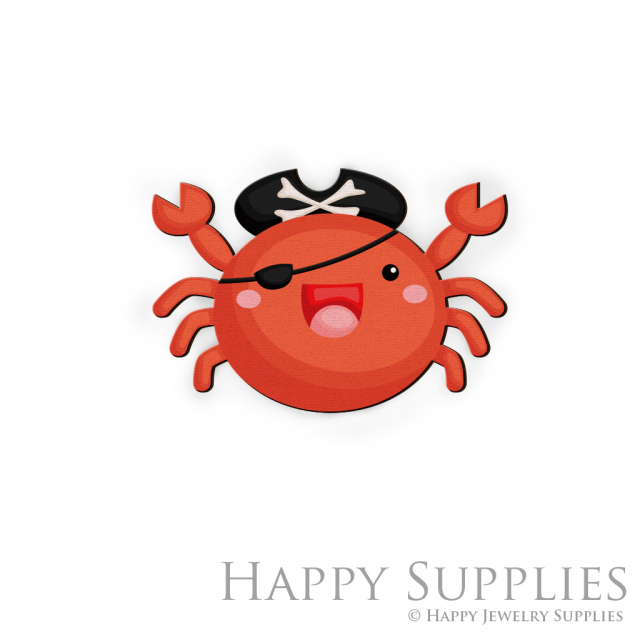 Handmade Jewelry Making Supplies Beads Cut Wooden Charm Crab DIY Necklace Earring Brooch (CW271)
