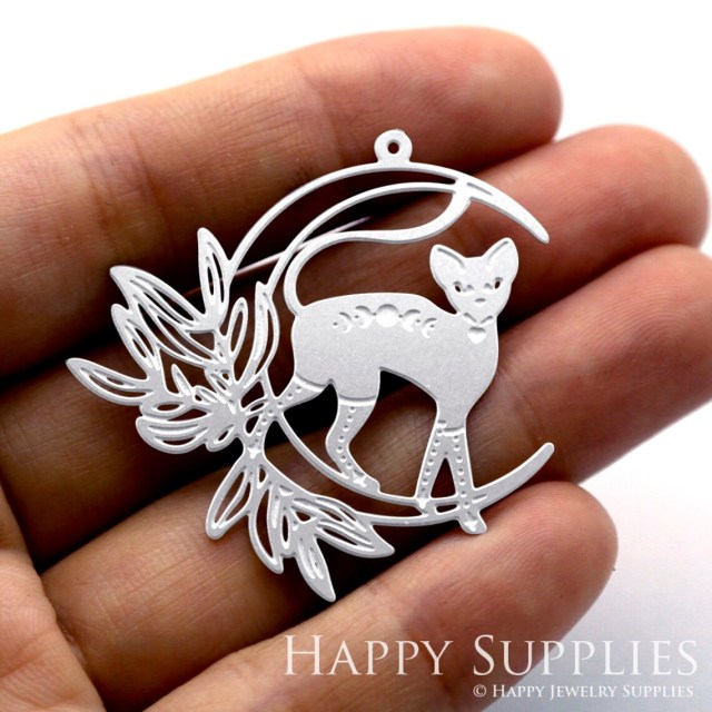 Corroded Stainless Steel Jewelry Charms, Cat Corroded Stainless Steel Earring Charms, Corroded Stainless Steel Silver Jewelry Pendants, Corroded Stainless Steel Silver Jewelry Findings, Corroded Stainless Steel Pendants Jewelry Wholesale (SSB447)