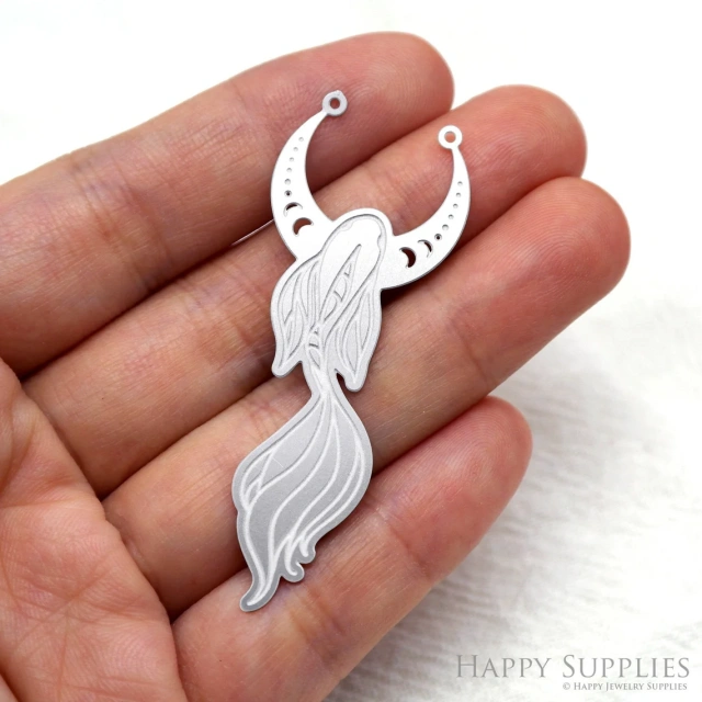 Corroded Stainless Steel Jewelry Charms, Fish Corroded Stainless Steel Earring Charms, Corroded Stainless Steel Silver Jewelry Pendants, Corroded Stainless Steel Silver Jewelry Findings, Corroded Stainless Steel Pendants Jewelry Wholesale (SSB575)