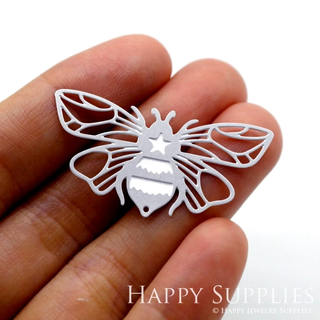 Corroded Stainless Steel Jewelry Charms, Bee Corroded Stainless Steel Earring Charms, Corroded Stainless Steel Silver Jewelry Pendants, Corroded Stainless Steel Silver Jewelry Findings, Corroded Stainless Steel Pendants Jewelry Wholesale (SSB479)
