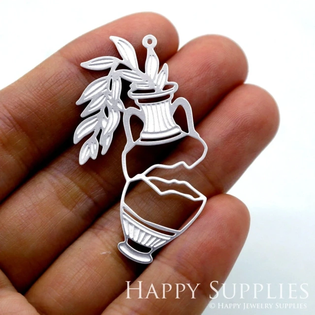 Corroded Stainless Steel Jewelry Charms, Leaf Corroded Stainless Steel Earring Charms, Corroded Stainless Steel Silver Jewelry Pendants, Corroded Stainless Steel Silver Jewelry Findings, Corroded Stainless Steel Pendants Jewelry Wholesale (SSB480)