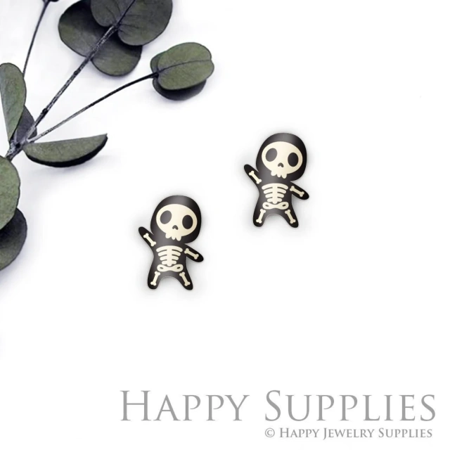 4pcs (2 Pairs) Laser Cut Mini Acrylic Resin Ghost Laser Cut Jewelry Pendant / Charm, Fit For Earring, Ghost Ring (AR566)