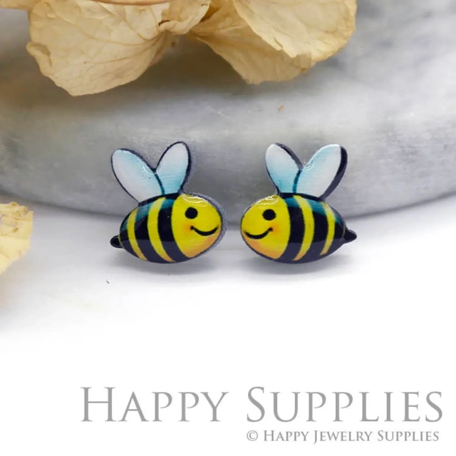 Acrylic Resin Charm , Bee Acrylic Earrings Charms ,Resin Stud Earrings Charm ,Acrylic Jewelry Findings ,Resin Earrings Supply (AR099)