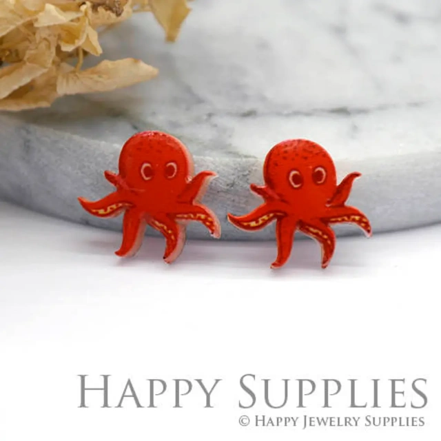 Acrylic Resin Charm , Octopus Acrylic Earrings Charms ,Resin Stud Earrings Charm ,Acrylic Jewelry Findings ,Resin Earrings Supply (AR033)