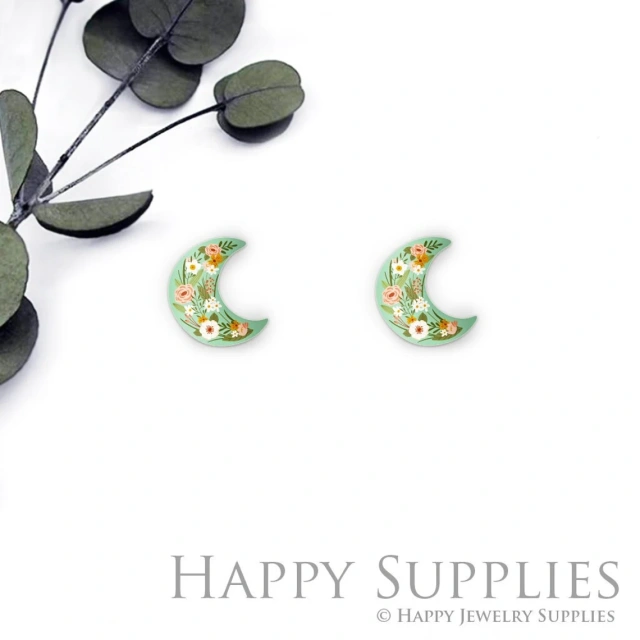 Acrylic Resin Charm , Moon Acrylic Earrings Charms ,Resin Stud Earrings Charm ,Acrylic Jewelry Findings ,Resin Earrings Supply (AR616)