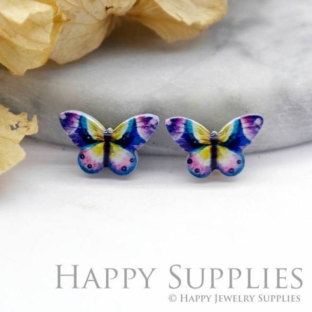 Acrylic Resin Charm , Butterfly Acrylic Earrings Charms ,Resin Stud Earrings Charm ,Acrylic Jewelry Findings ,Resin Earrings Supply (AR074)