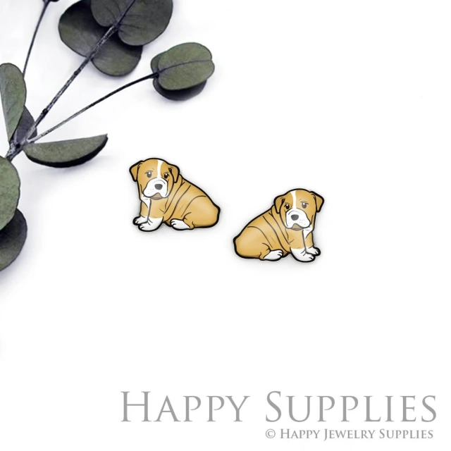 4pcs (2 Pairs) Laser Cut Mini Acrylic Resin Dog Laser Cut Jewelry Pendant / Charm, Fit For Earring, Ring (AR462)