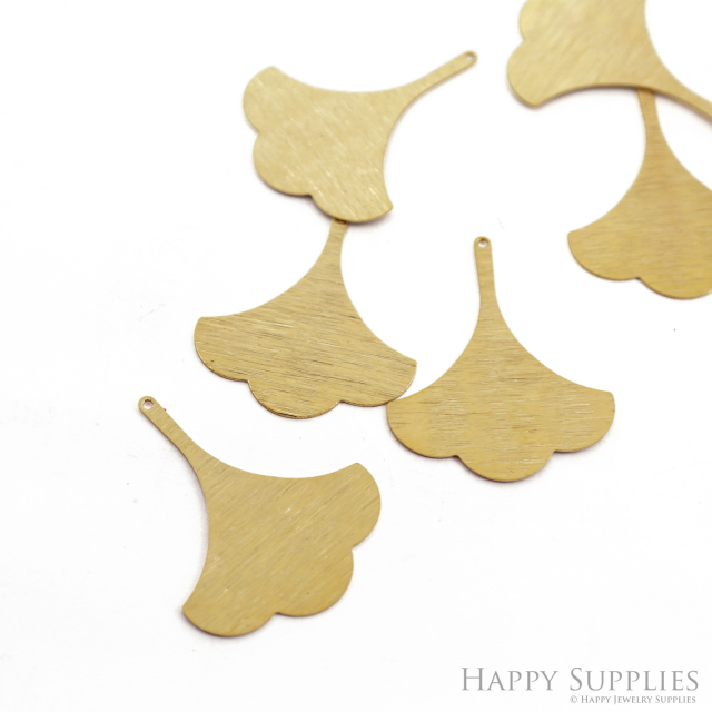 Brass Leaf Charms - Textured Leaf Shaped Raw Brass Pendant - Earring Findings - Jewellery Supplies - 35.34x17.36x0.87mm (NZG343)