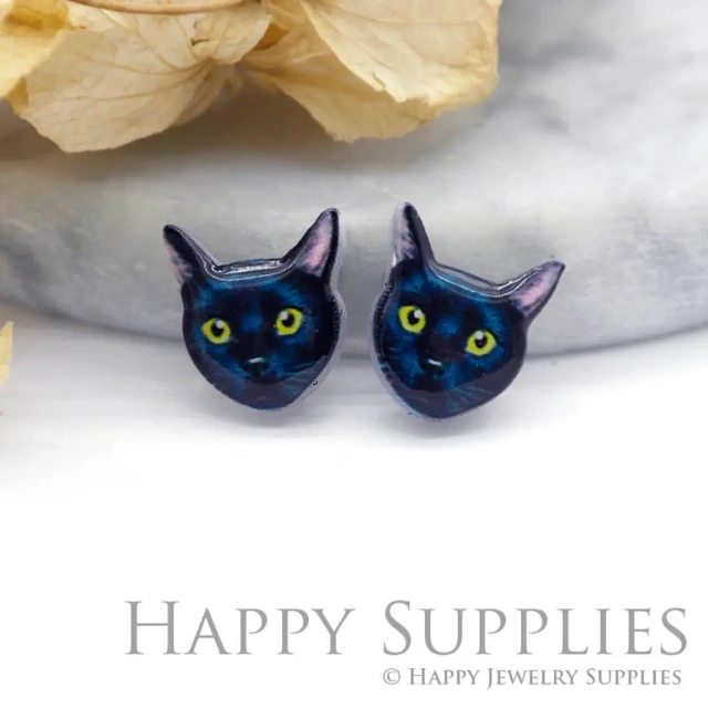 Acrylic Resin Charm , Cat Acrylic Earrings Charms ,Resin Stud Earrings Charm ,Acrylic Jewelry Findings ,Resin Earrings Supply (AR073)