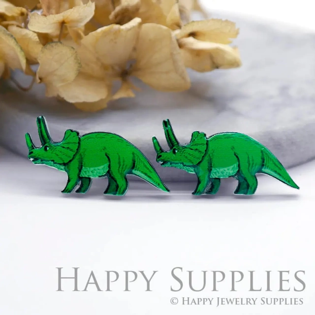 2pcs (1 Pair) Laser Cut Mini Acrylic Resin Rhinoceros Laser Cut Jewelry Pendant / Charm, Fit For Earring, Ring (AR108)