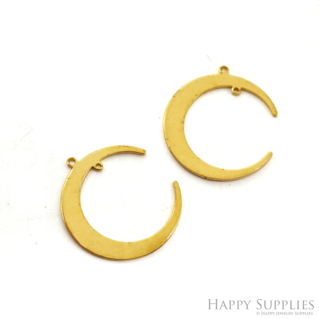 Brass Moon Charms - Moon Shaped Raw Brass Pedants - Earring Findings - Jewellery Supplies - 31x27,36x0,98mm (NZG341)