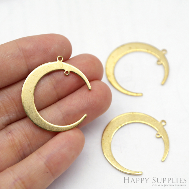 Brass Moon Charms - Moon Shaped Raw Brass Pedants - Earring Findings - Jewellery Supplies - 31x27,36x0,98mm (NZG341)
