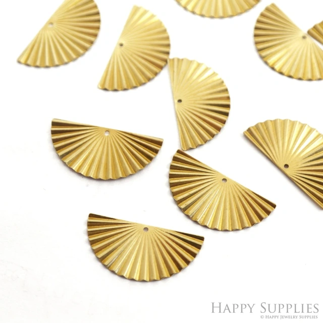 Brass Fan-Shaped Charms - Raw Brass Pedants - Sector Earrings Charm, Pendant, Jewellery Supplies, Brass Charms (NZG354)