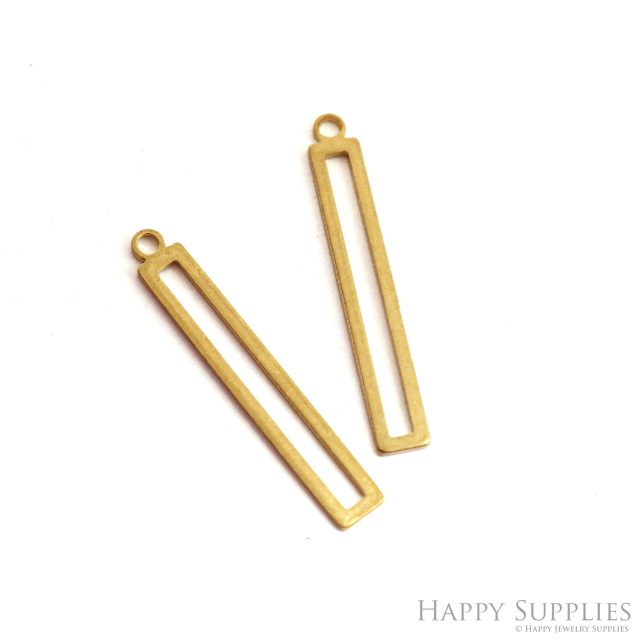 Brass Rectangle Charms - Raw Brass Pedants - Rectangle Earrings Charm, Pendant, Jewellery Supplies, Brass Charms (NZG363)