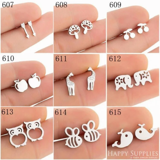 1 Pair Stainless Steel Earrings / Stud Earrings / Gold Earrings/ Black Earrings / earrings studs/ stud earrings for women (ZE607-ZE615)