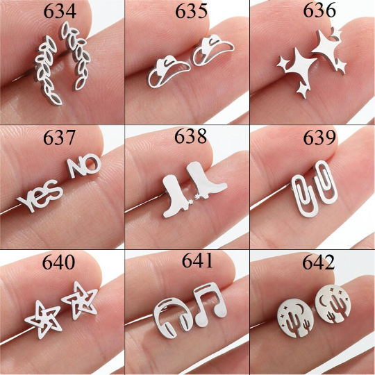 1 Pair Stainless Steel Earrings / Stud Earrings / Gold Earrings/ Black Earrings / earrings studs/ stud earrings for women (ZE634-ZE642)