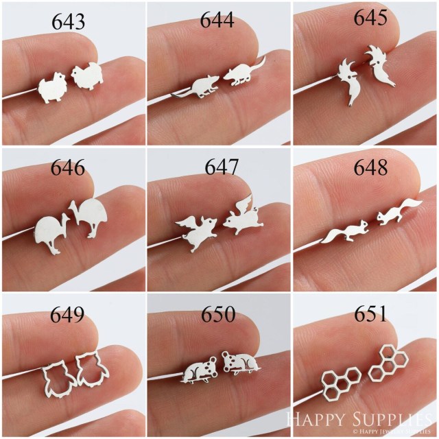 1 Pair Stainless Steel Earrings / Stud Earrings / Gold Earrings/ Black Earrings / earrings studs/ stud earrings for women (ZE643-ZE651)