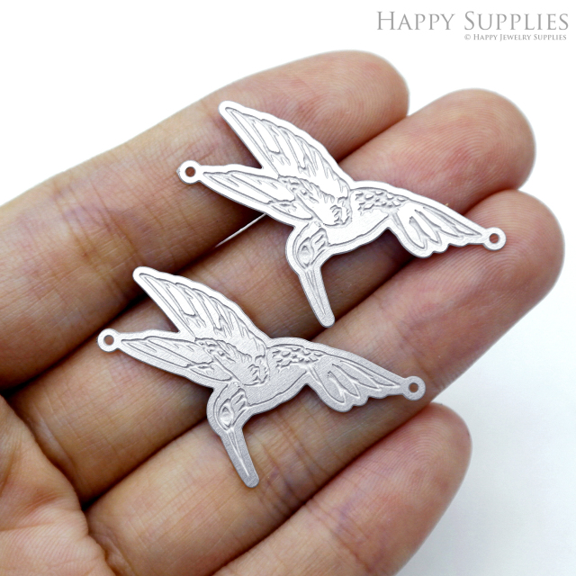Corroded Stainless Steel Jewelry Charms, Bird Corroded Stainless Steel Earring Charms, Corroded Stainless Steel Silver Jewelry Pendants, Corroded Stainless Steel Silver Jewelry Findings, Corroded Stainless Steel Pendants Jewelry Wholesale (SSB720)
