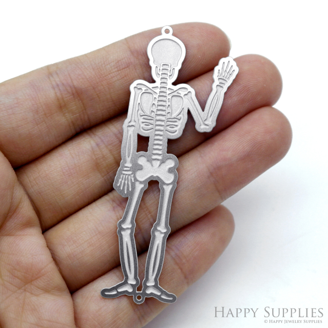 Corroded Stainless Steel Jewelry Charms, Skull Corroded Stainless Steel Earring Charms, Corroded Stainless Steel Silver Jewelry Pendants, Corroded Stainless Steel Silver Jewelry Findings, Corroded Stainless Steel Pendants Jewelry Wholesale (SSB709)