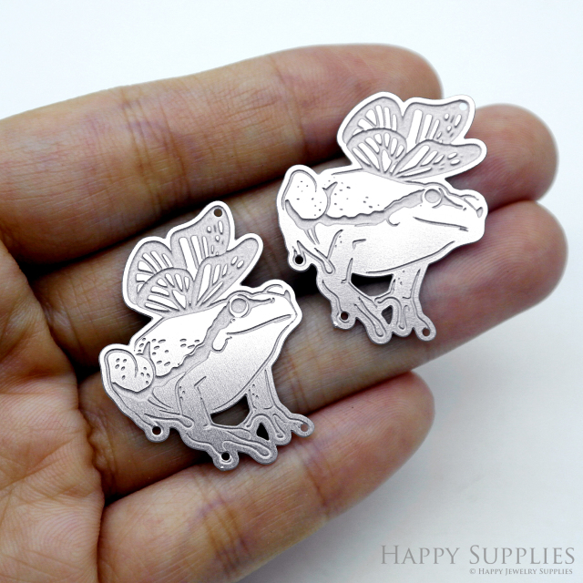 Corroded Stainless Steel Jewelry Charms, Frog Corroded Stainless Steel Earring Charms, Corroded Stainless Steel Silver Jewelry Pendants, Corroded Stainless Steel Silver Jewelry Findings, Corroded Stainless Steel Pendants Jewelry Wholesale (SSB724)