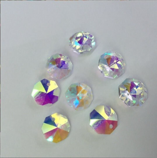 Hexagon Crystal Chandelier Beads 16mm, Sun Catchers Leaded Chandelier Crystal Suncatcher Beads Sun Catcher Supplies - 2-hole (TR-102)