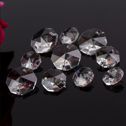 Hexagon Crystal Chandelier Beads 16mm, Sun Catchers Leaded Chandelier Crystal Suncatcher Beads Sun Catcher Supplies - 2-hole (TR-102)