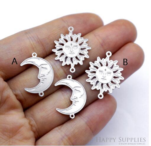 Corroded Stainless Steel Jewelry Charms, Sum Moon Corroded Stainless Steel Earring Charms, Corroded Stainless Steel Silver Jewelry Pendants, Corroded Stainless Steel Silver Jewelry Findings, Corroded Jewelry Wholesale (SSB852)