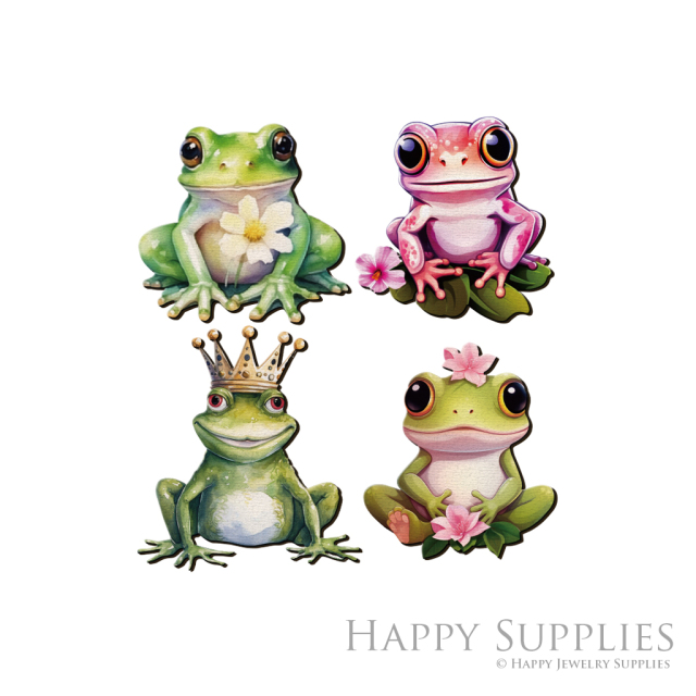 Handmade Jewelry Making Supplies Beads Cut Wooden Charm Frog DIY Necklace Earring Brooch (CW962)