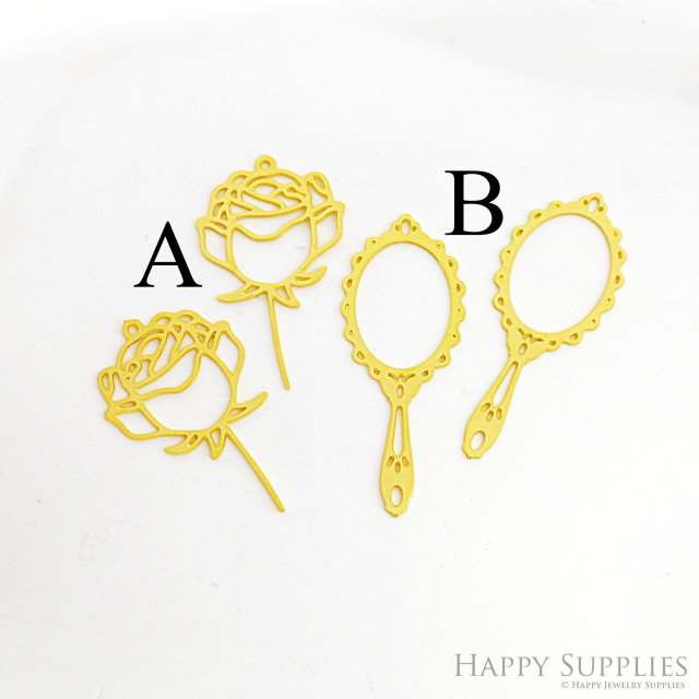 Brass Jewelry Charms, Mirror Rose Raw Brass Earring Charms, Brass Jewelry Pendants, Raw Brass Jewelry Findings, Brass Pendants Jewelry Wholesale (RD2613)