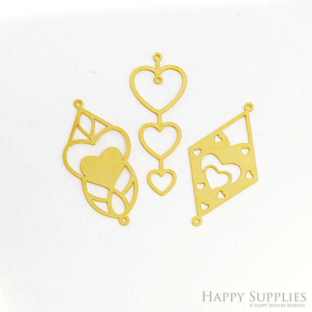 Brass Jewelry Charms, Heart Brass Earring Charms, Brass Jewelry Pendants, Raw Brass Jewelry Findings, Brass Pendants Jewelry Wholesale (RD2612)