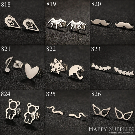 1 Pair Stainless Steel Earrings / Stud Earrings / Gold Earrings/ Black Earrings / earrings studs/ stud earrings for women (ZE818-ZE826)
