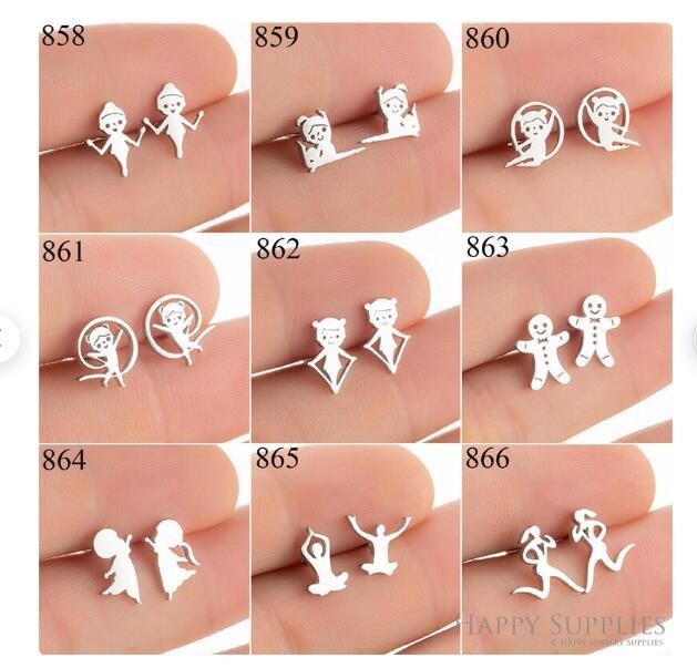 1 Pair Stainless Steel Earrings / Stud Earrings / Gold Earrings/ Black Earrings / earrings studs/ stud earrings for women (ZE858-ZE866)