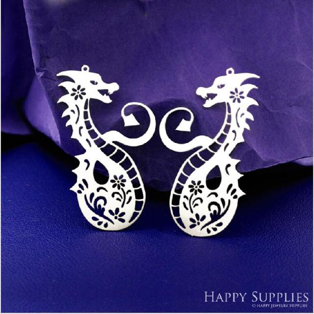 Stainless Steel Jewelry Charms, Dragon Loong Stainless Steel Earring Charms, Stainless Steel Silver Jewelry Pendants, Stainless Steel Silver Jewelry Findings, Stainless Steel Pendants Jewelry Wholesale (SSD2642)