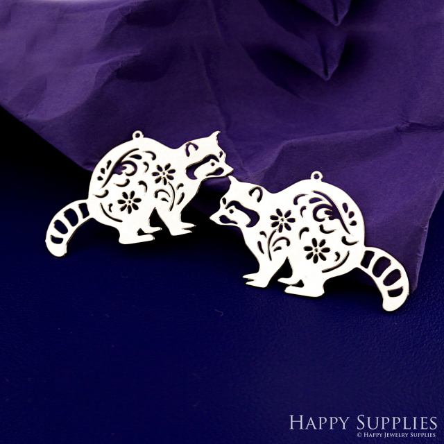 Stainless Steel Jewelry Charms, Raccoon Stainless Steel Earring Charms, Stainless Steel Silver Jewelry Pendants, Stainless Steel Silver Jewelry Findings, Stainless Steel Pendants Jewelry Wholesale (SSD2657)