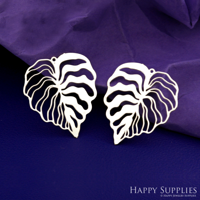 Stainless Steel Jewelry Charms, Monstera Leaves Stainless Steel Earring Charms, Stainless Steel Silver Jewelry Pendants, Stainless Steel Silver Jewelry Findings, Stainless Steel Pendants Jewelry Wholesale (SSD2671)