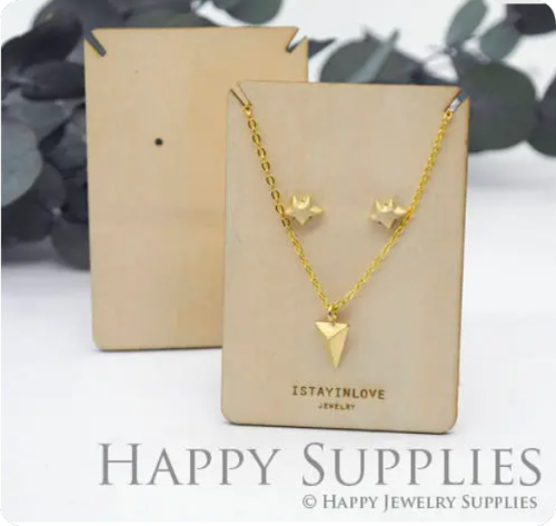 Wooden Rectangle Custom Necklace Cards,Necklace Holder,Necklace Display,Logo Earring Jewelry Packaging Displays Holder, Necklace Tags (WTG01)