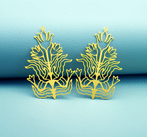 2pcs Frog Lotus Pond Charms, Botanical Nature Pendants, Garden Jewelry Findings, DIY Earrings Making Supplies (D3070)