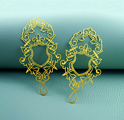 2pcs Ornate Heart Frame Charms, Rococo Baroque Pendants, Romantic Jewelry Findings, DIY Earrings Making Supplies (D3071)