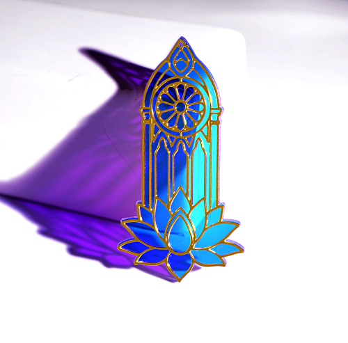2pcs Rainbow Gothic Lotus Window Charm, Brass Prism Pendant, Iridescent Cathedral Light Catcher, DIY Suncatcher Supply (Q135)