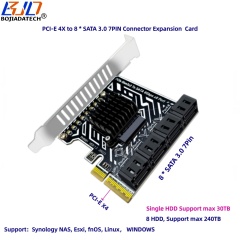 8 * SATA 3.0 7PIN Connector to PCI-E 4X PCIe X4 Expansion Riser Card Supports Synology Nas Esxi Linux WINDOWS