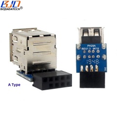 Motherboard 9Pin Header to 2 Ports USB 2.0 Type-A Connector Adapter Card PH29A