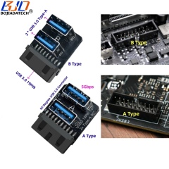 Motherboard MB 19PIN Header to 2 Ports USB 3.0 Type-A Connector Adapter Card 5Gbps